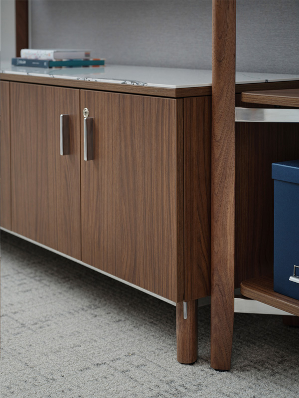 Ligouri shelves and credenza leg detail.