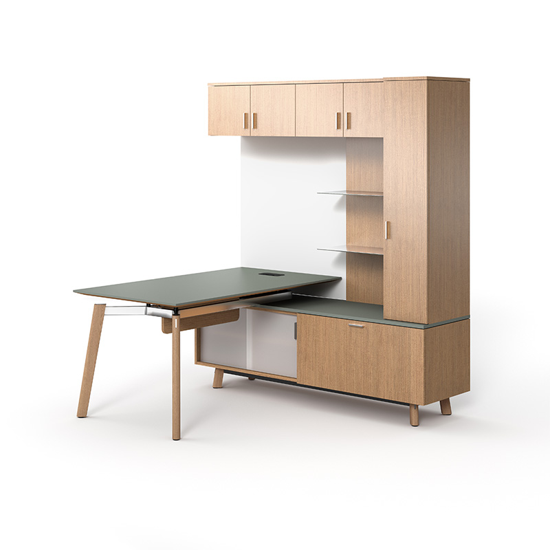 Ligouri Private Office shown in Aged Ash laminate on white background.
