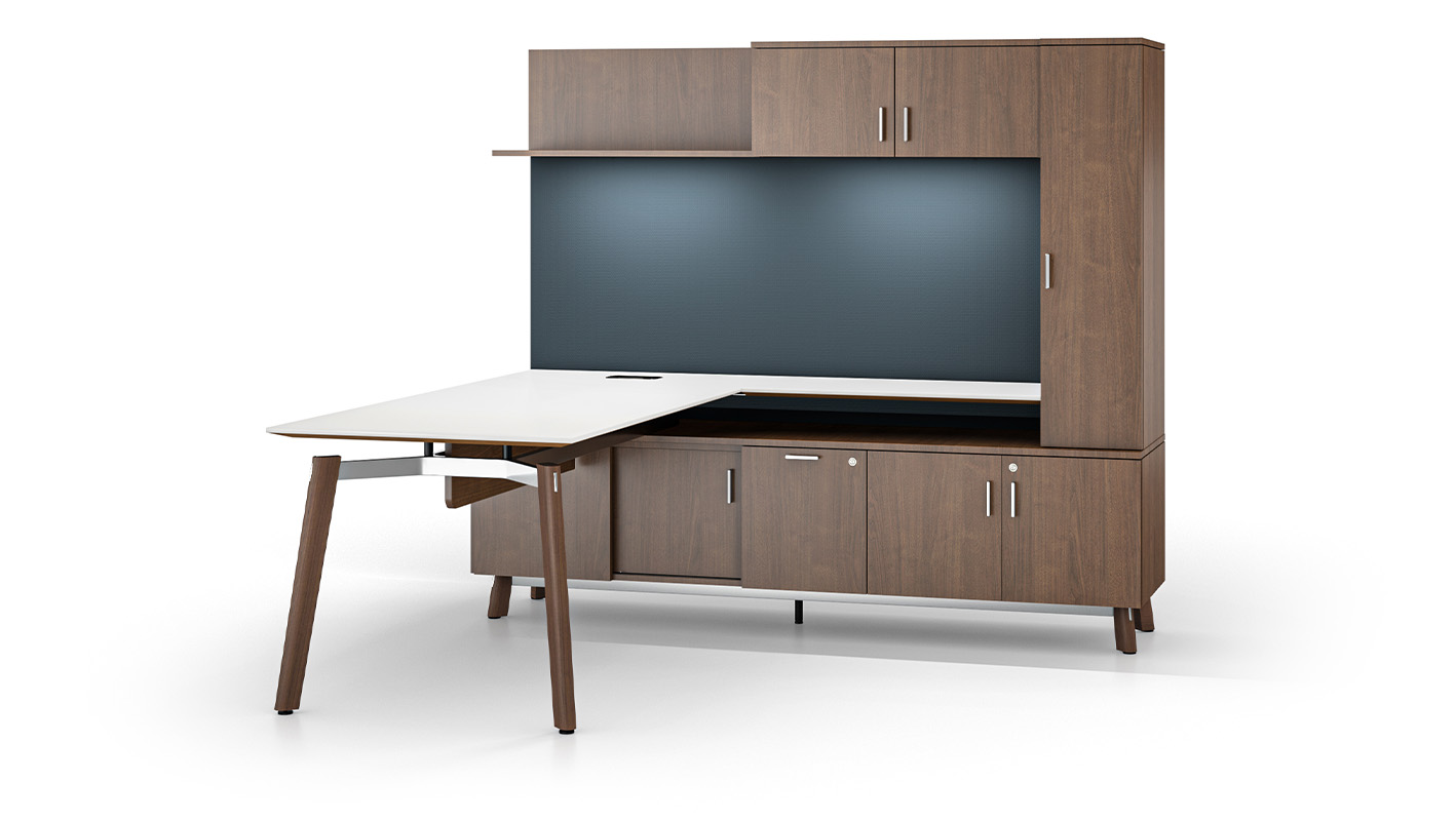 Ligouri Private Office shown with L-shape primary worksurface.
