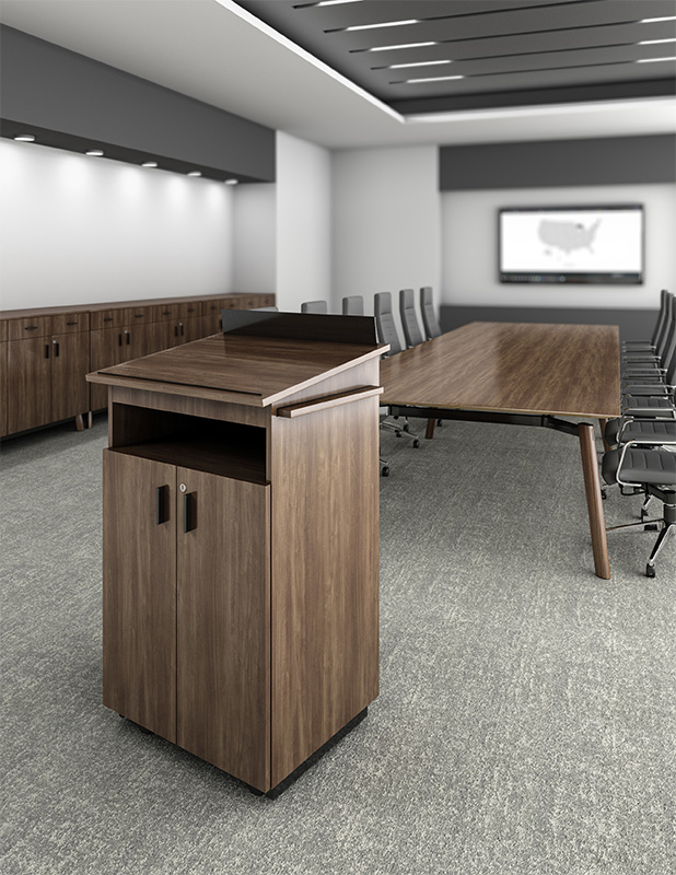 Ligouri lectern and conference table featured in large conference room.