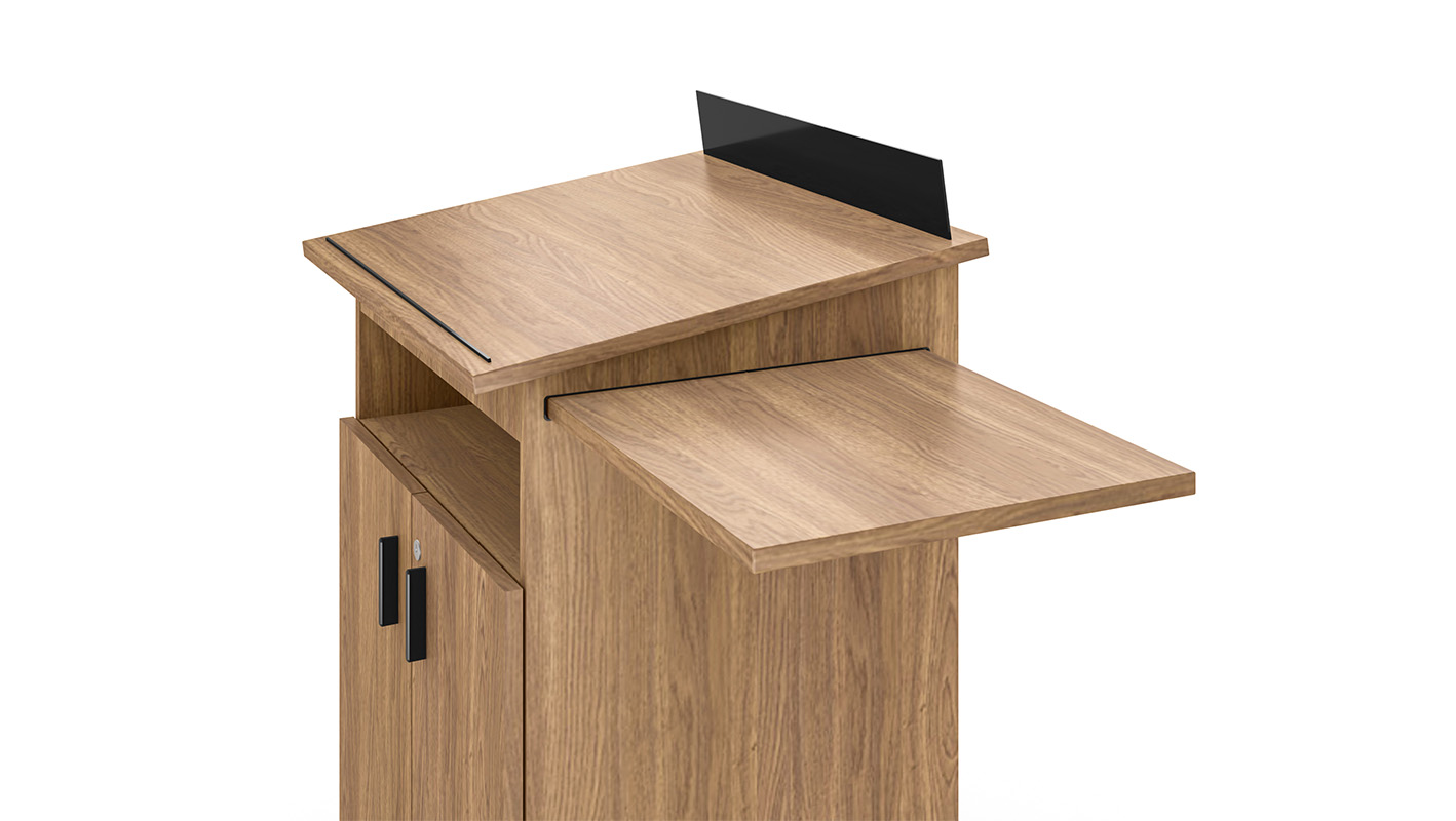 Ligouri Lectern pull-out shelf on white background.
