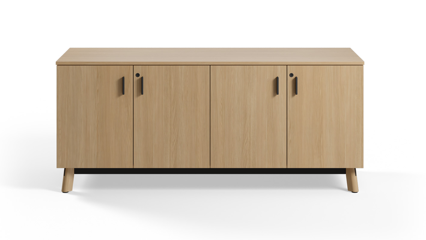 Ligouri credenza shown in Aged Ash laminate on white background.