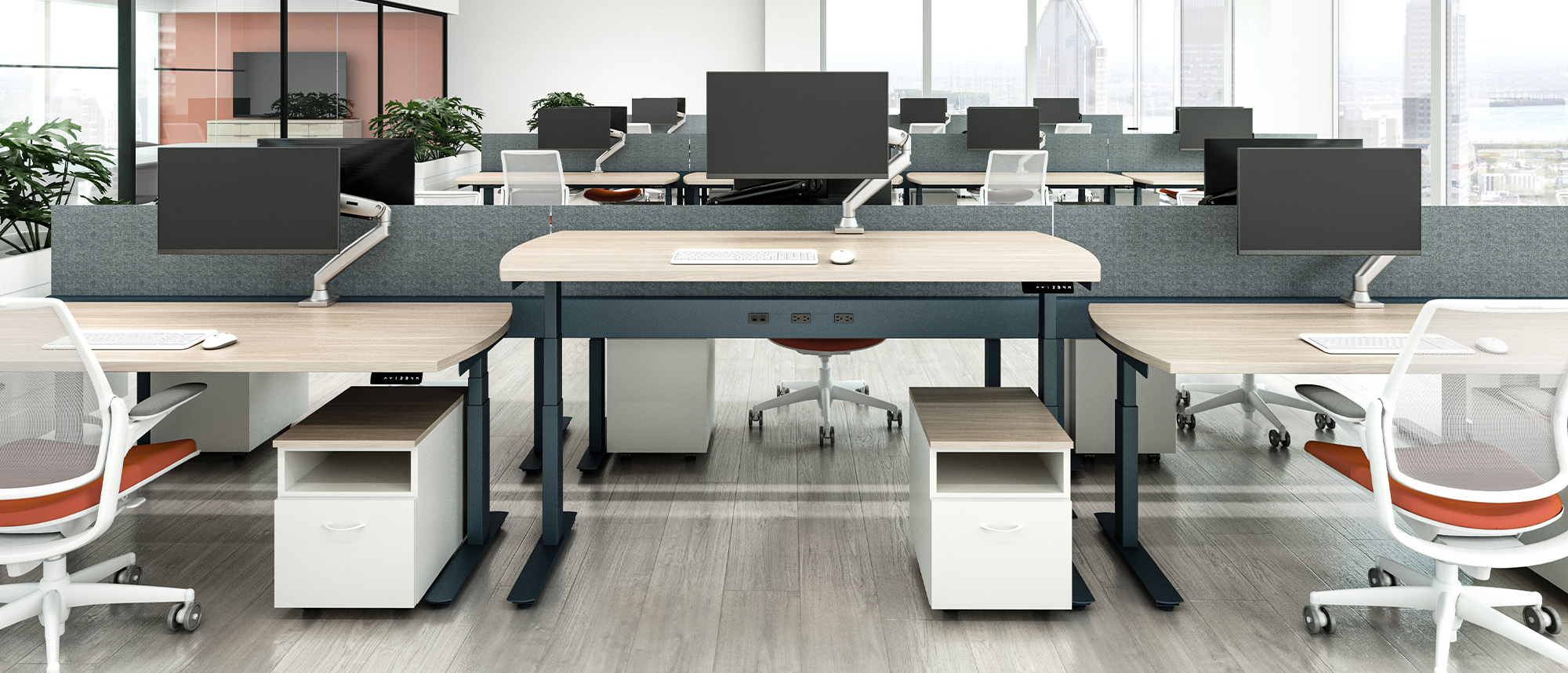 Jet 6-pack with one desk raised. 