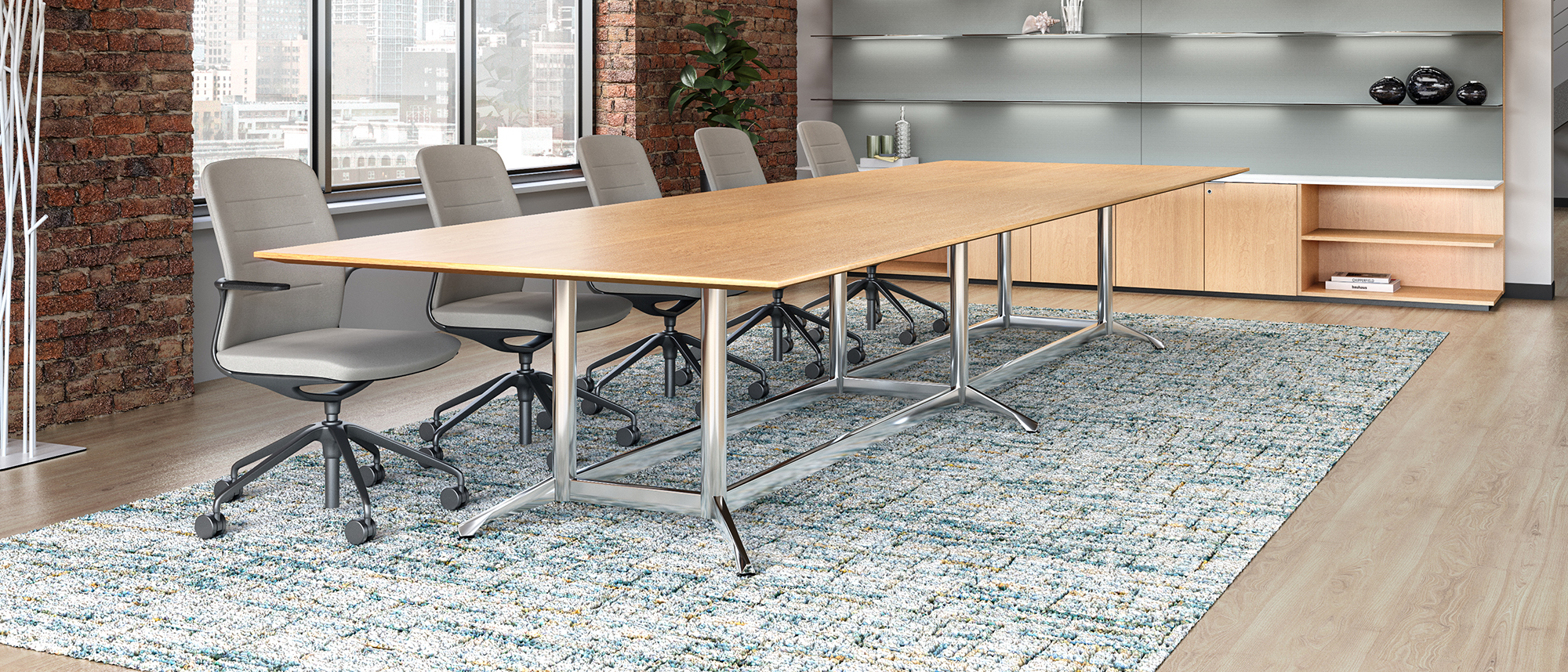 Zori Conference table with coordinating Cayman Conference Wall