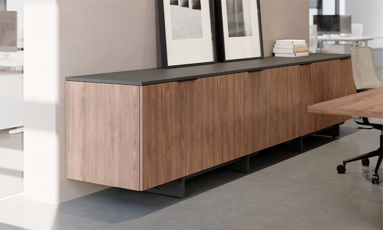 Foundation EX Credenza in a conference room. 