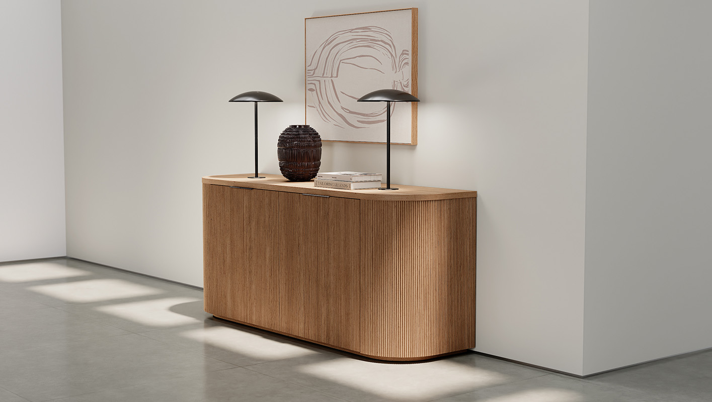 Luna credenza with accent lights. 