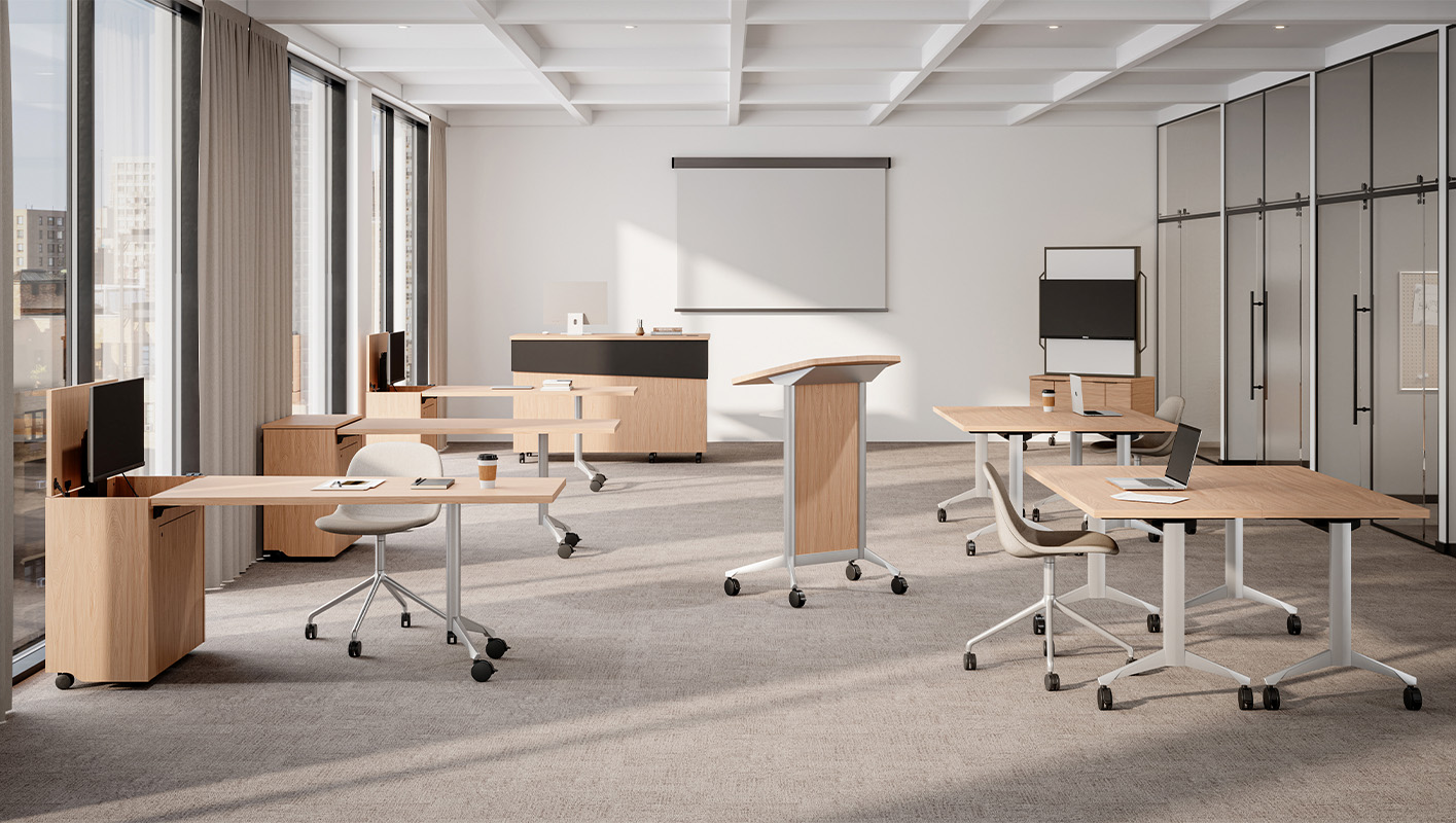 Zori collection in a corporate training space. 