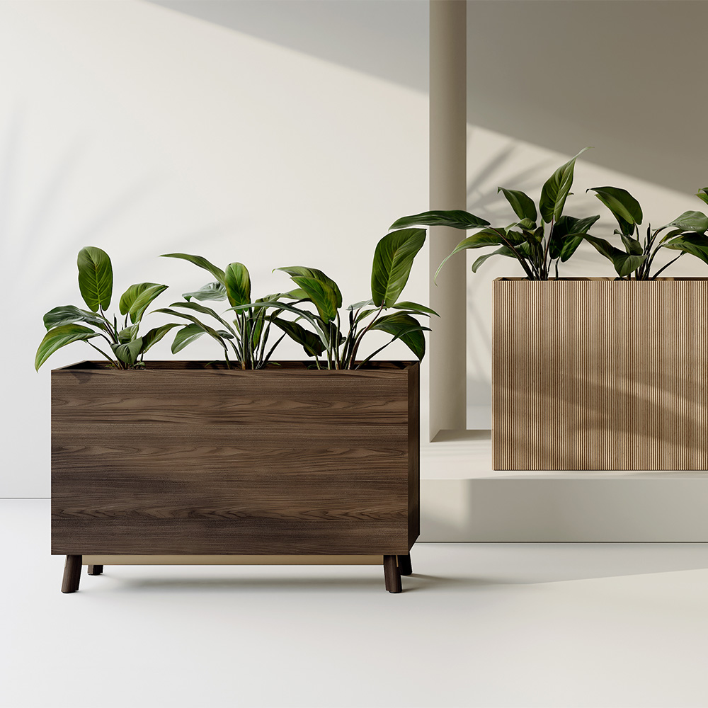 Terra planters on platforms. 