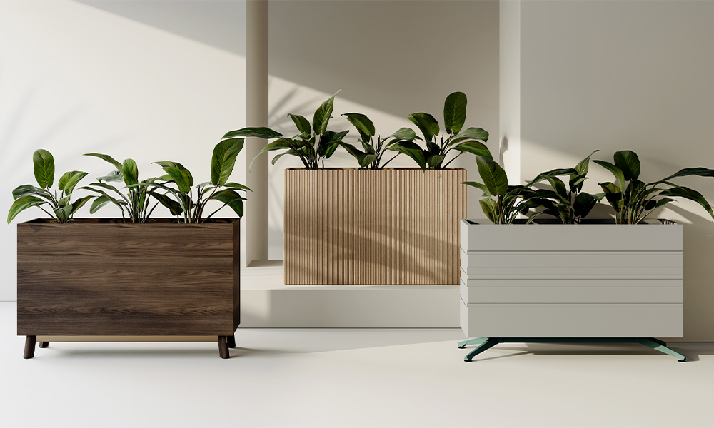 Terra planters on platforms.