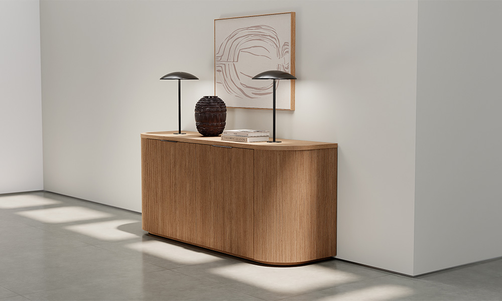 Luna credenza with accent lights.