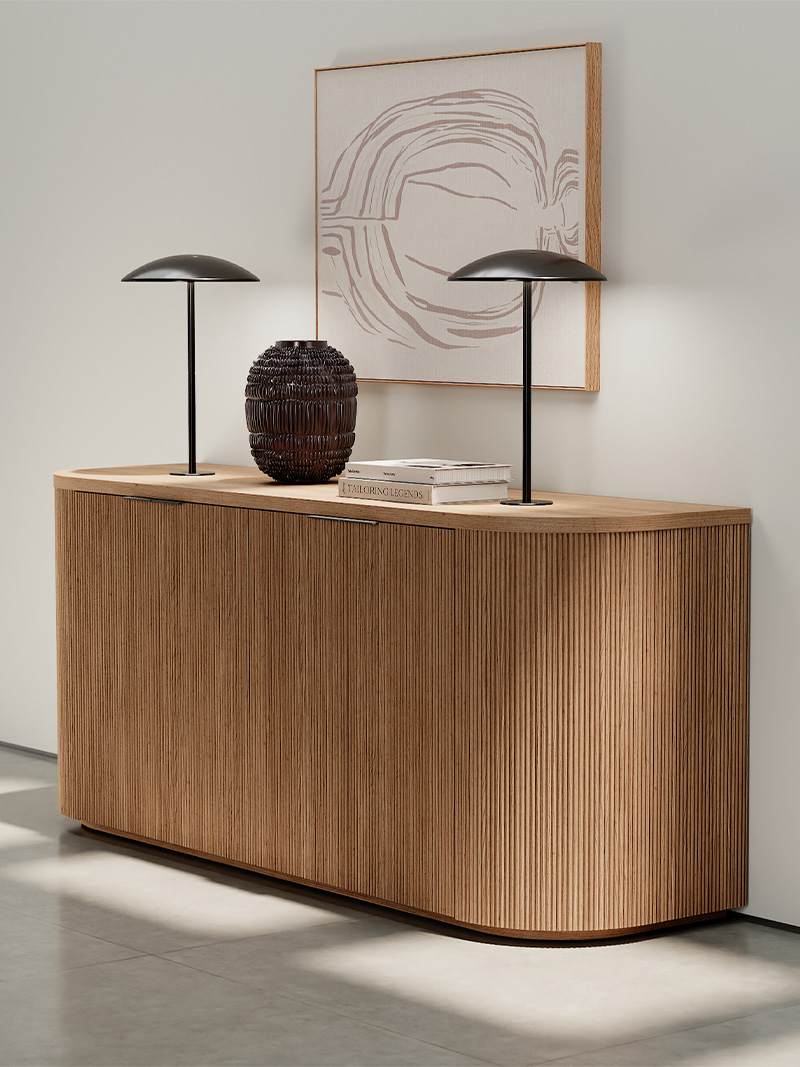 Luna credenza with accent lights.