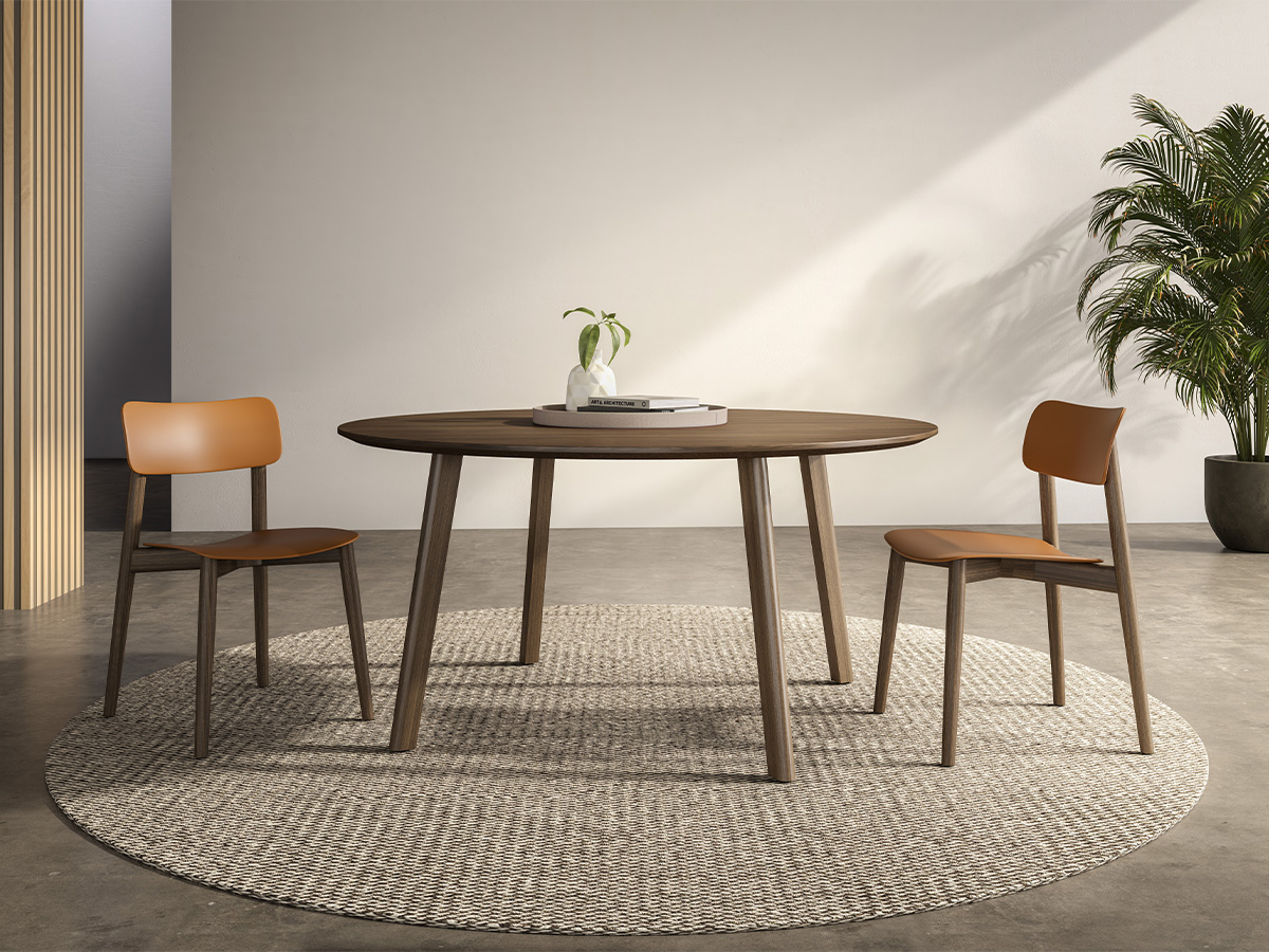 Ligouri Frameless table with 60-inch top, shown in Formal Walnut.