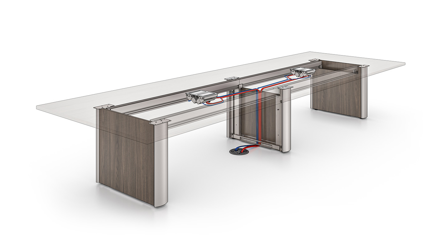 Camber table with wire routing.