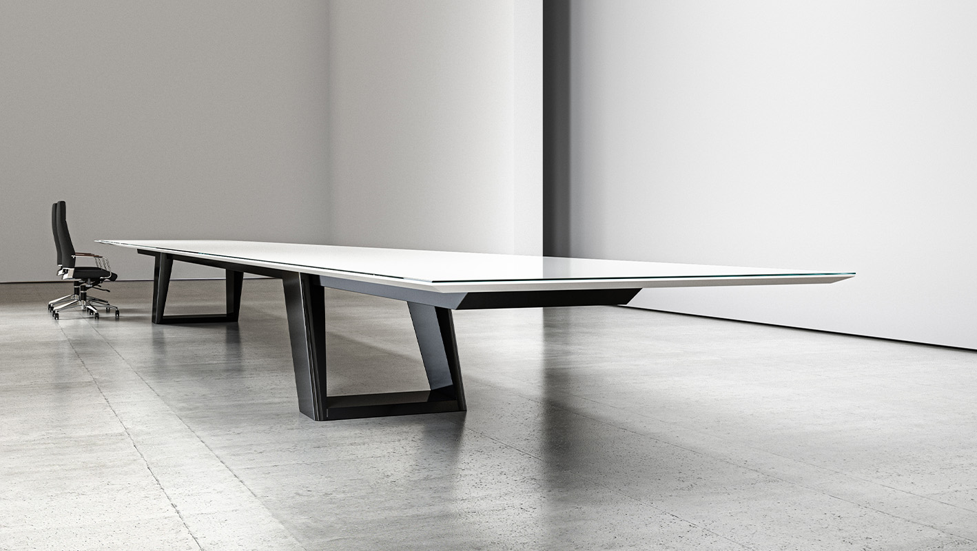 Expanse table in a large studio room. 