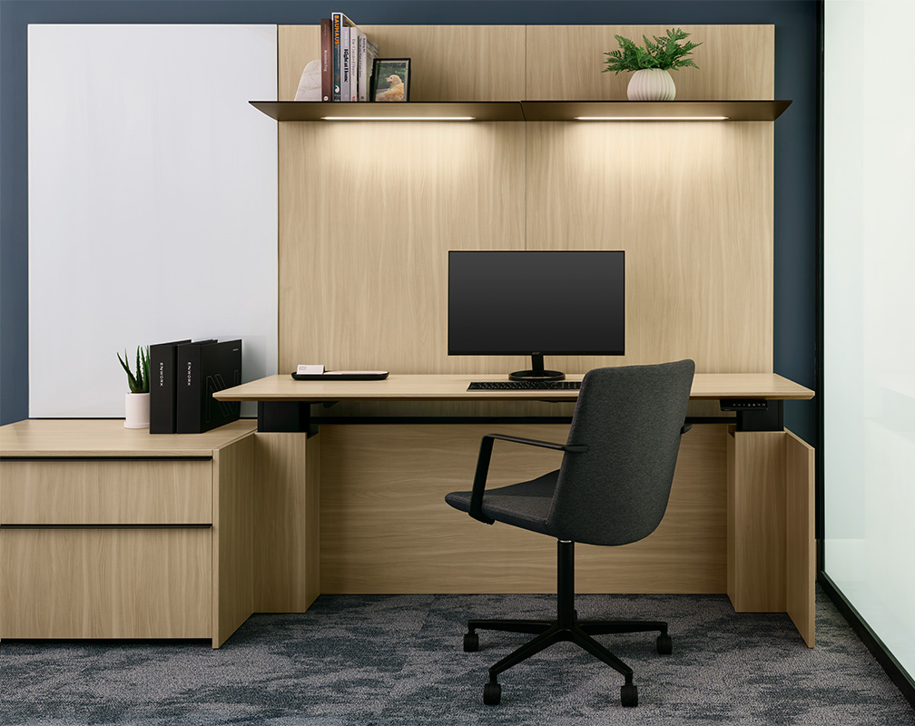 Affinity In-Line Desk against wall