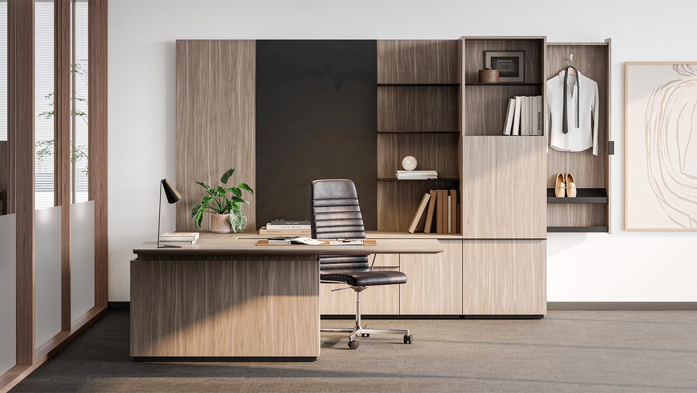 Affinity Private Office with Cantilever Desk against wall