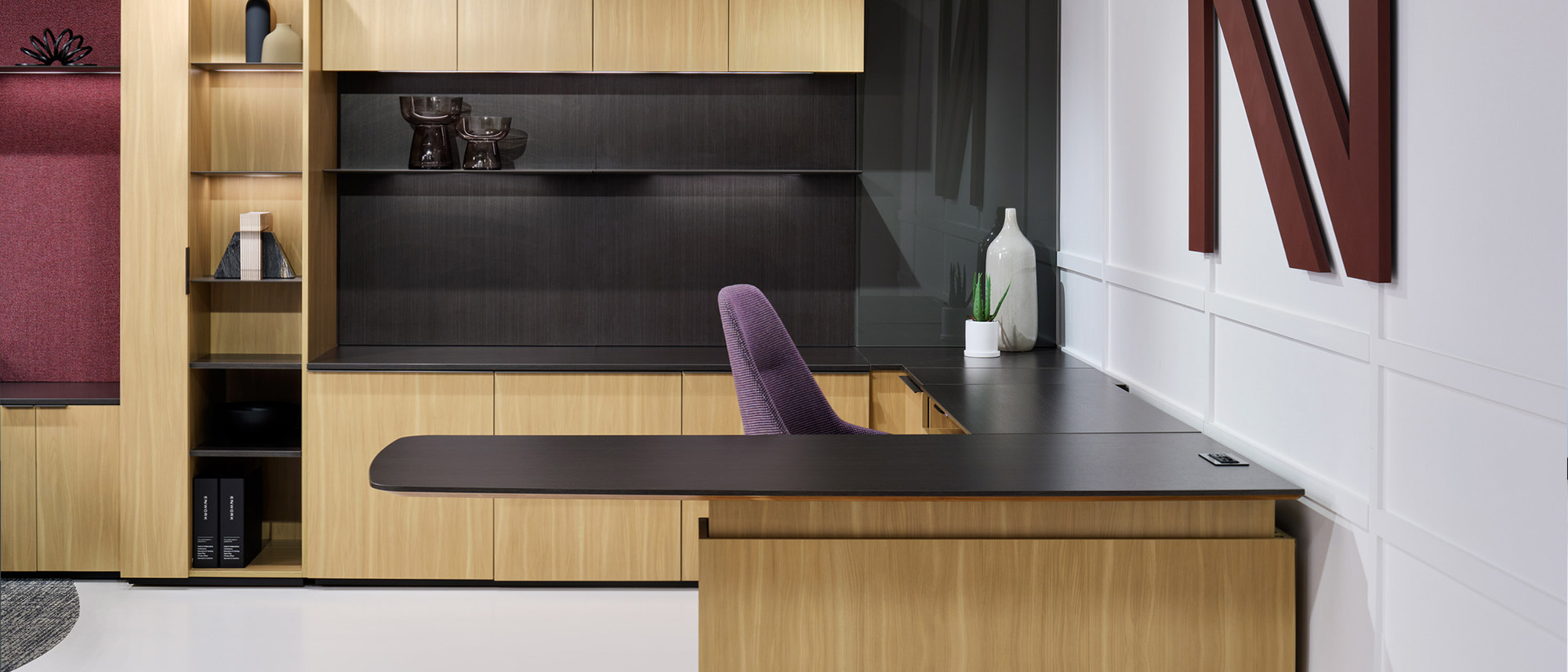 Affinity Private Office with Cantilever desk against wall