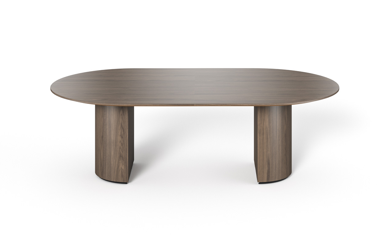 Foundation Half Drum conference table in Formal Walnut laminate.