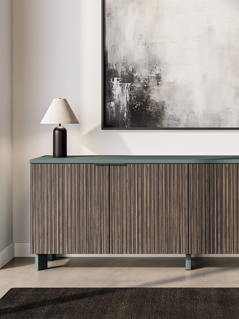 Impression credenza against a wall. 