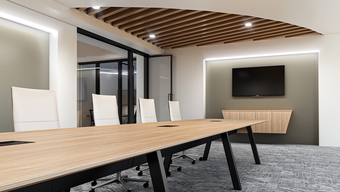 Alkalign table in a conference room. 