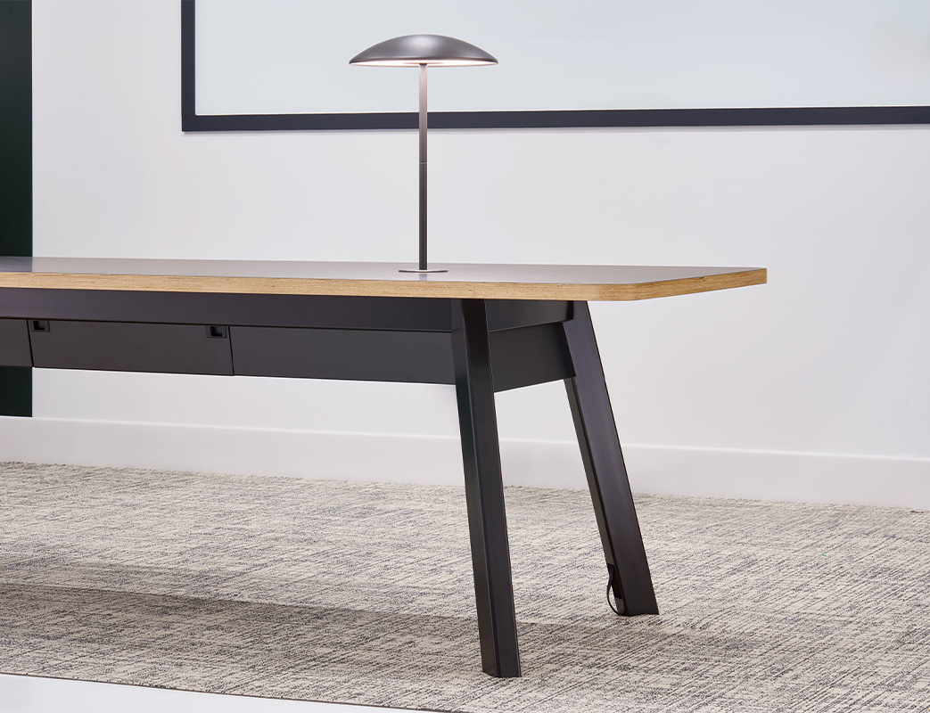 Alkalign table with an accent light. 