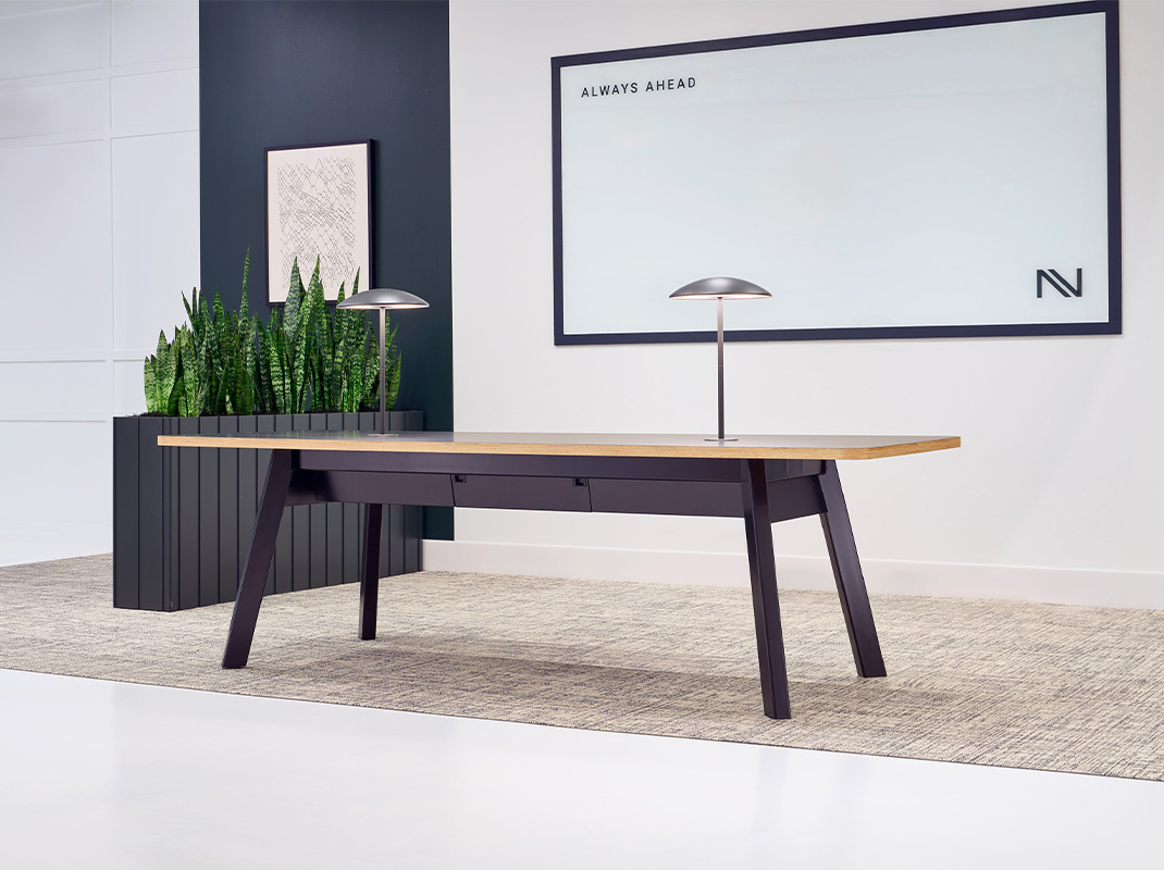 Alkalign table with accent lights. 