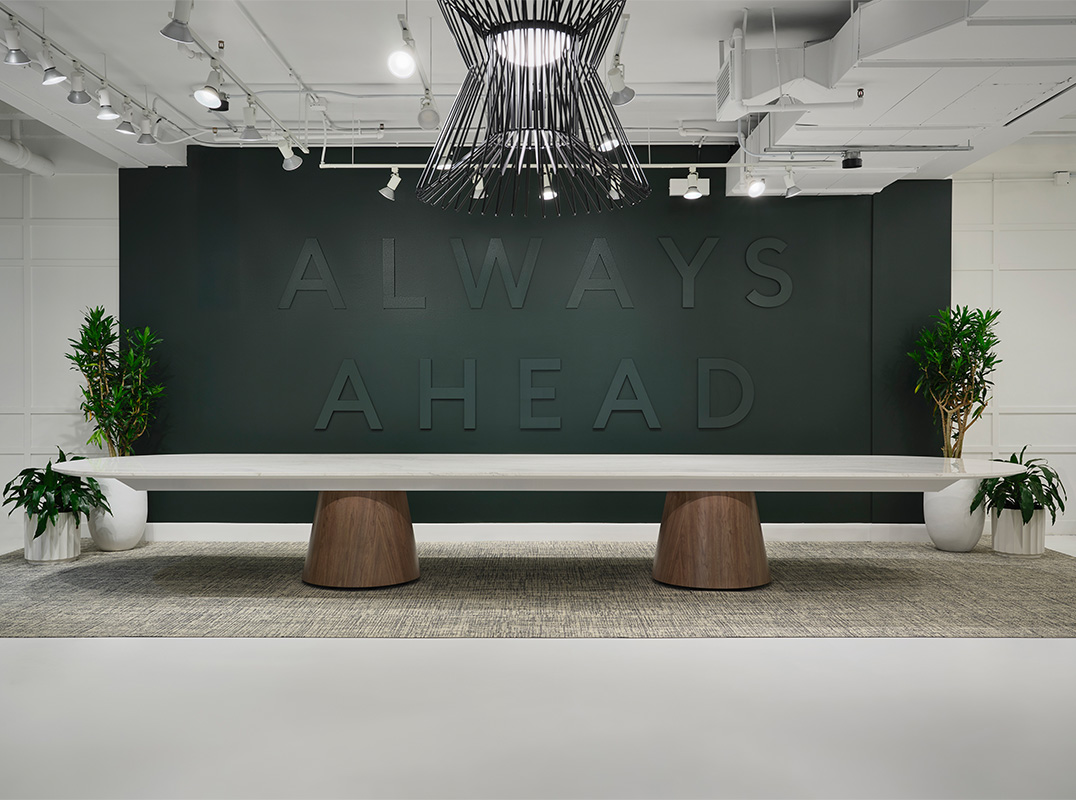 Foundation Tapered Drum EX table in a conference room. 