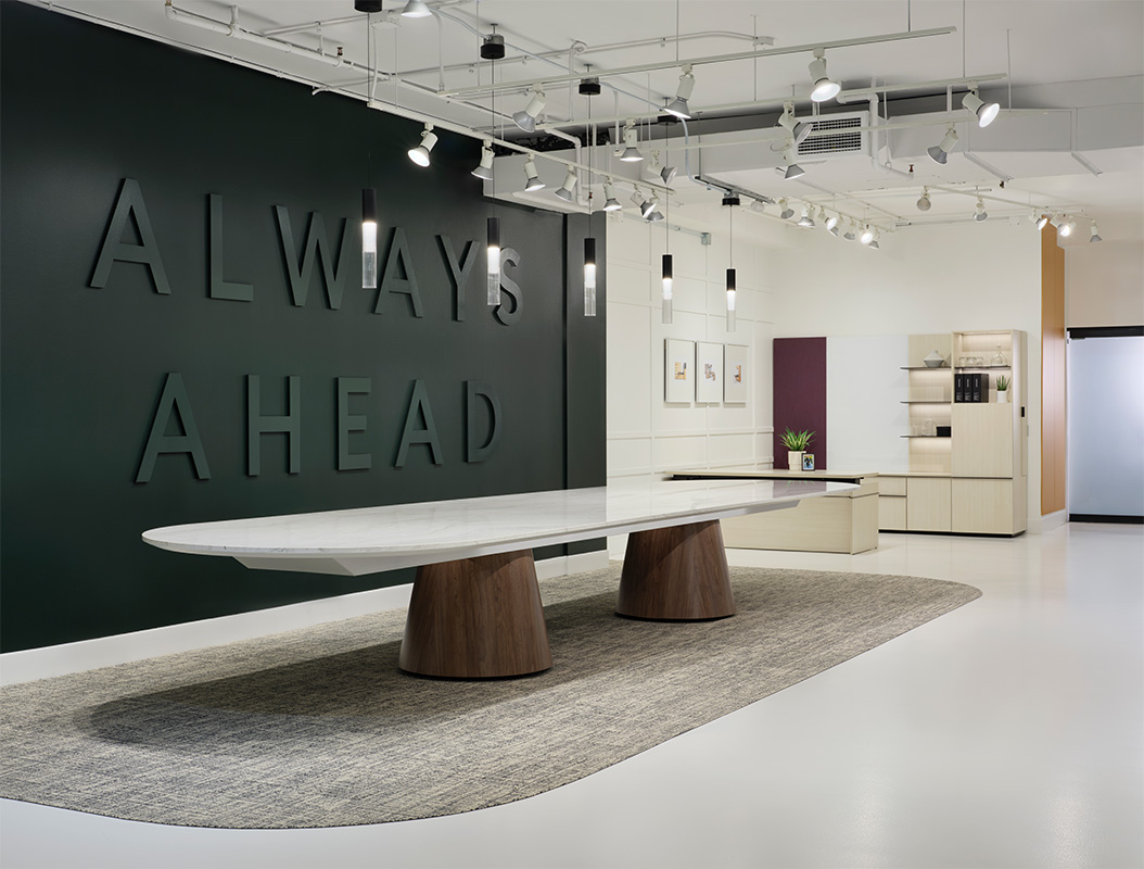 Foundation Tapered Drum EX table in a conference room. 