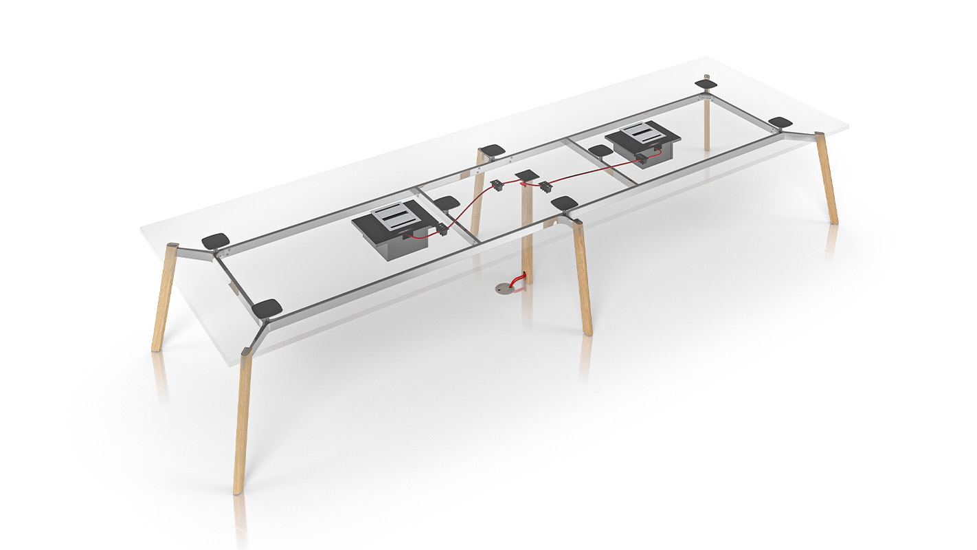 Ligouri table wire routing diagram on white background. 