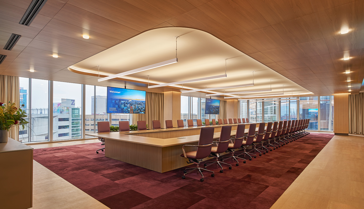VOU table in a conference room. 