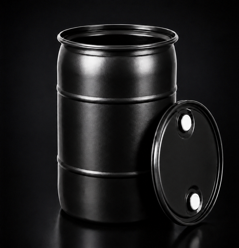 55 gallon black HDPE drum