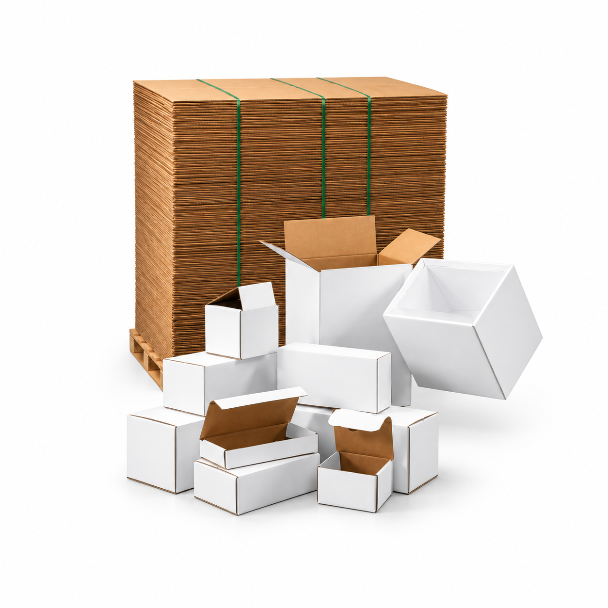 Corrugated packaging including shippers and protective packaging