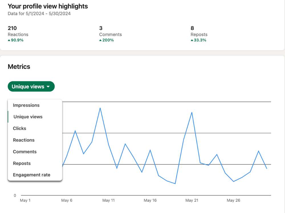 View of LinkedIn Analytics