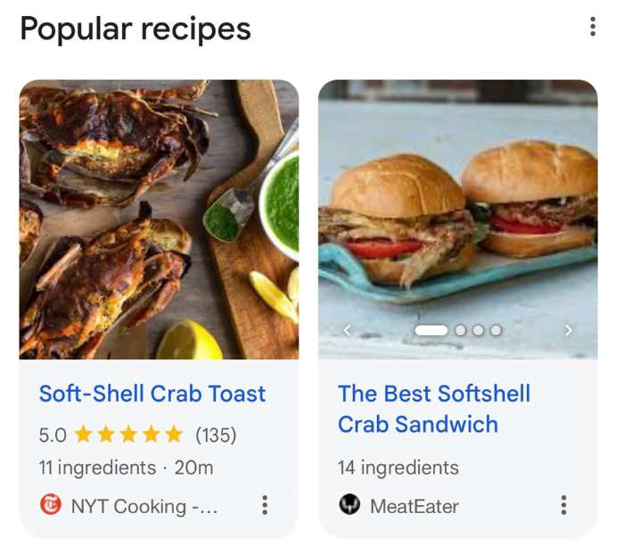 Recipe rich snippet of soft shell crab recipe