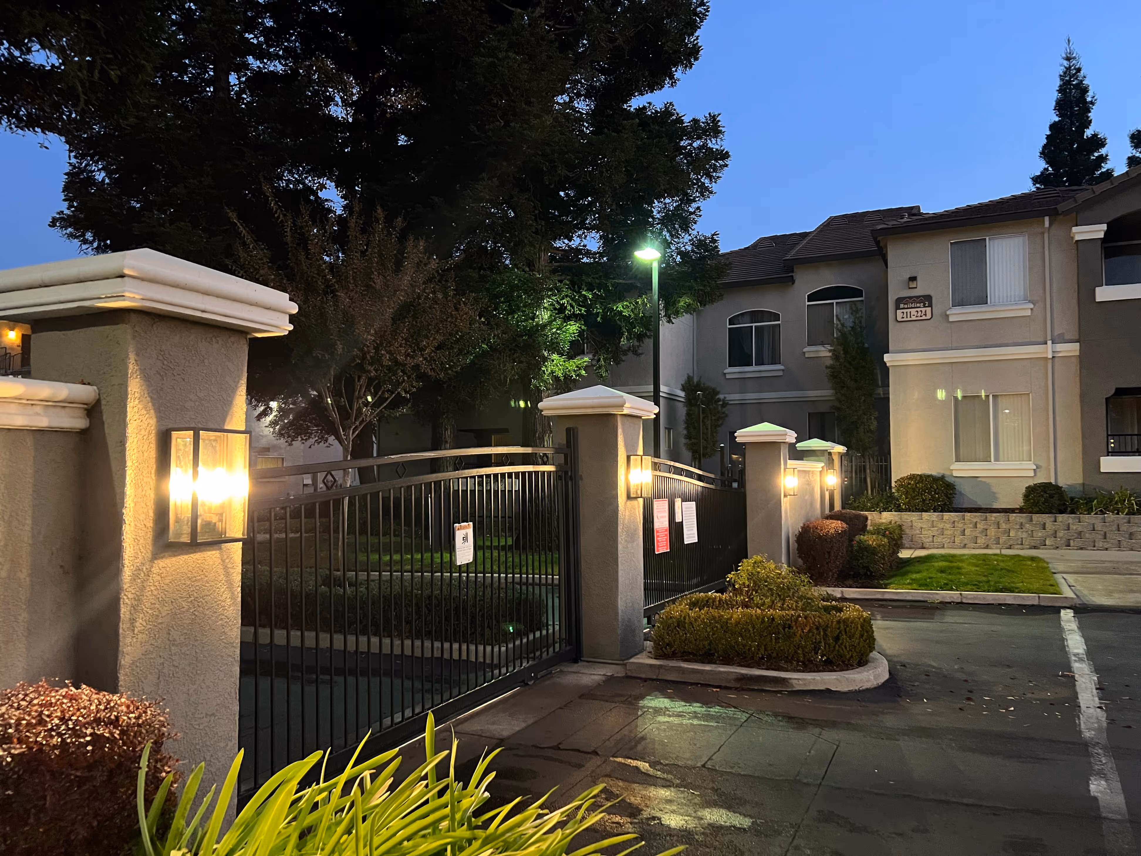 Entrance to property at night