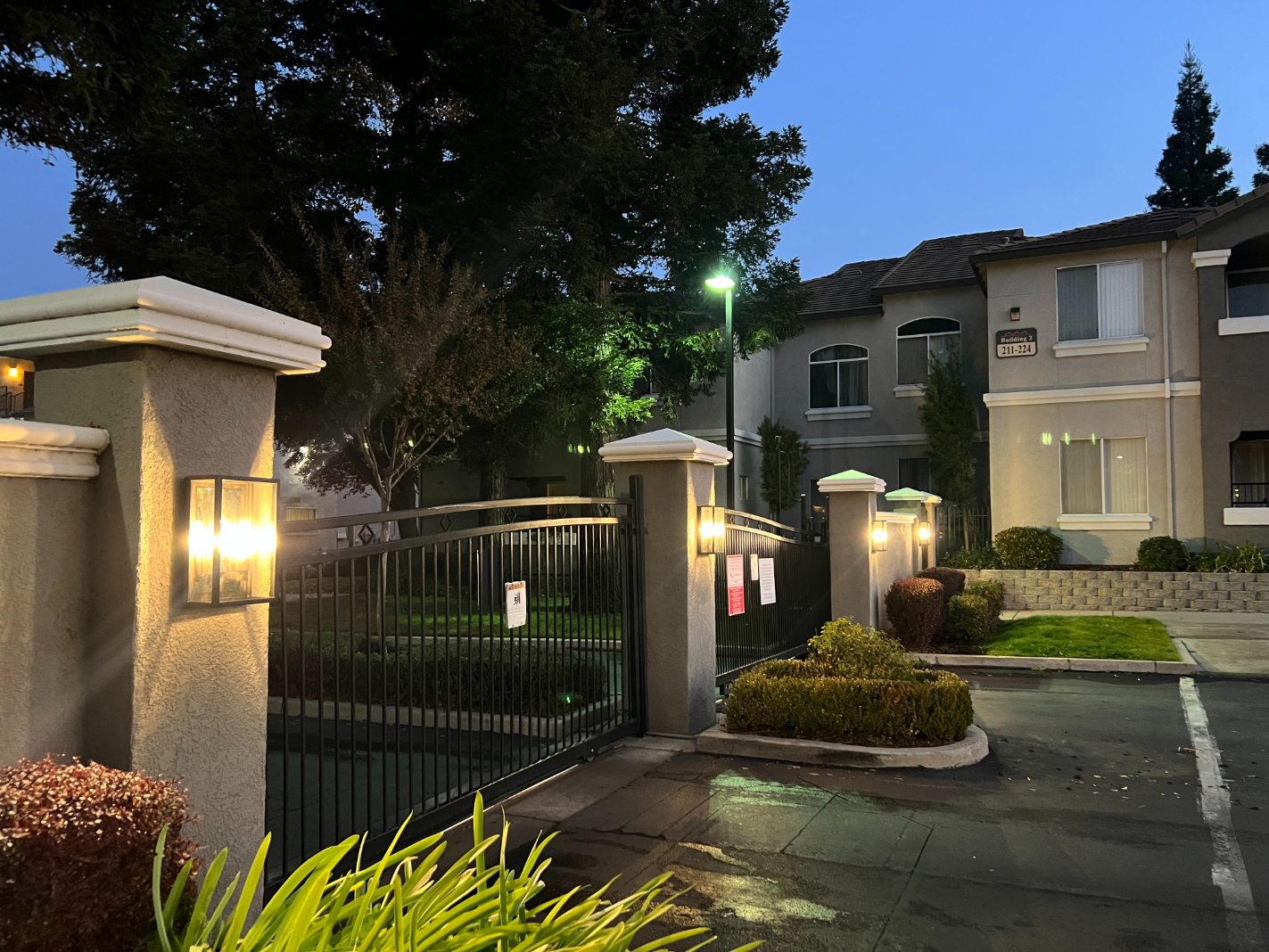 Pinnacle exterior gate a night