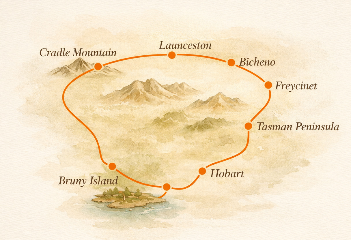 Wine map of Tasmania