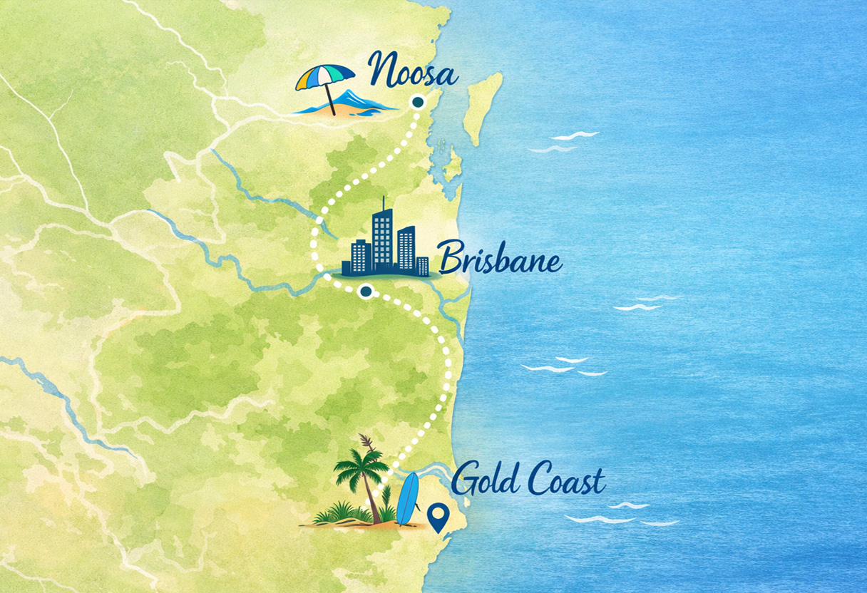 tour map of QLD