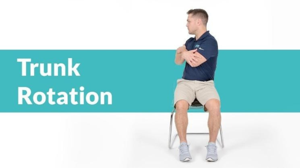 a man doing a trunk rotation exercise to prevent golf injuries or pain