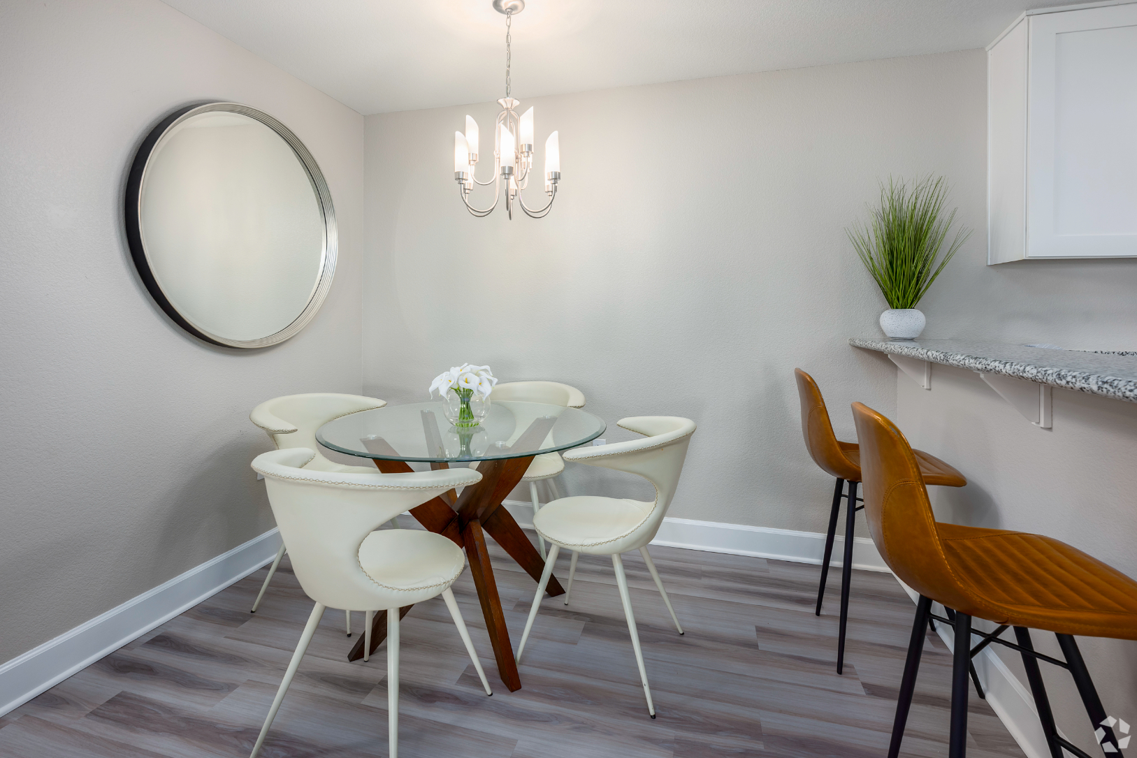 Dining area with table and chairs