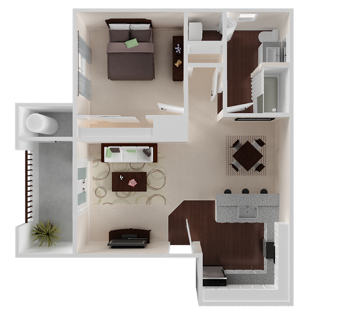 1 Bed / 1 Bath, 708 sq. ft.