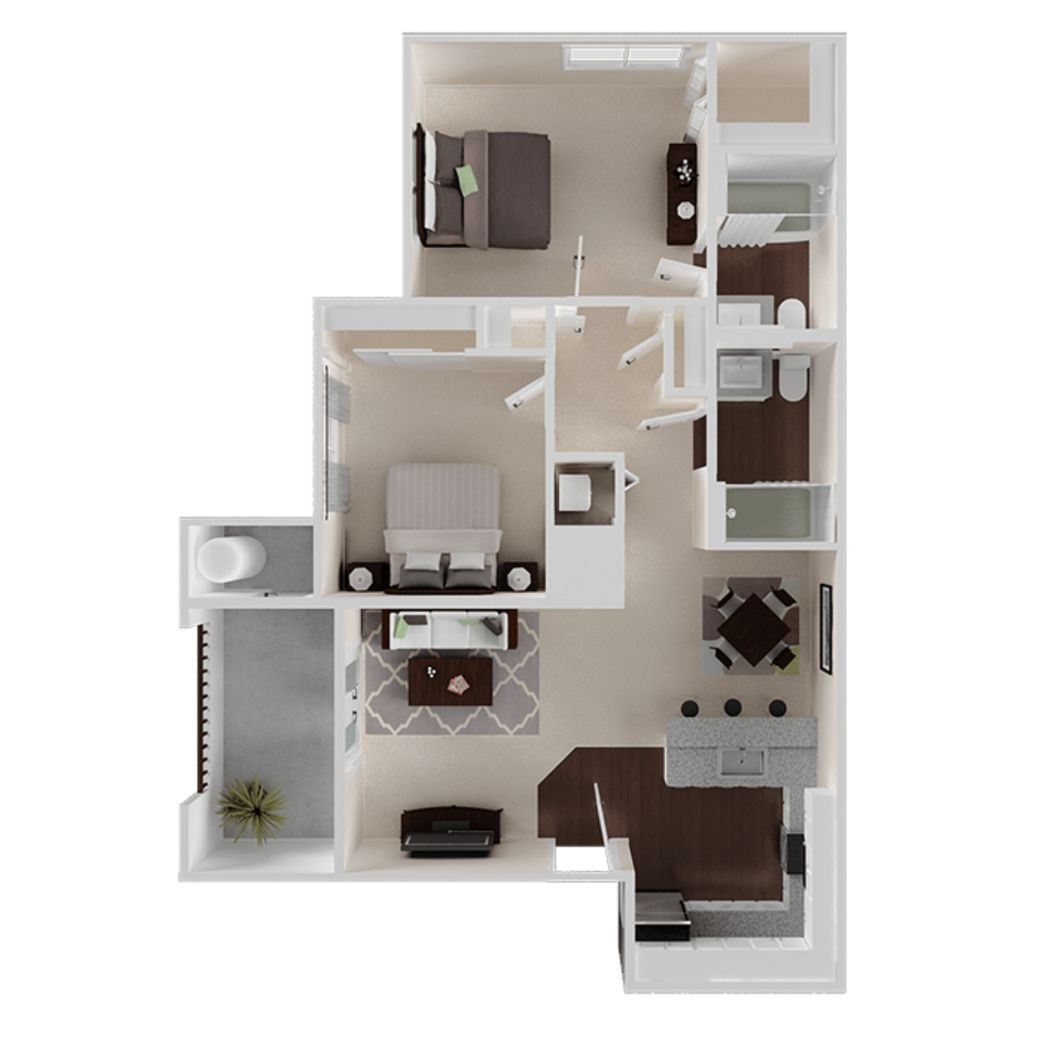 2 Bed / 2 Bath, 942 sq. ft.