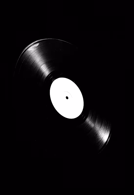 High contrast vinyl on black background.