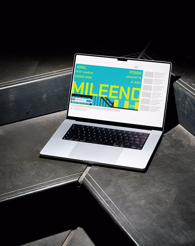 Mile end III Youtube promotion in laptop mockup.
