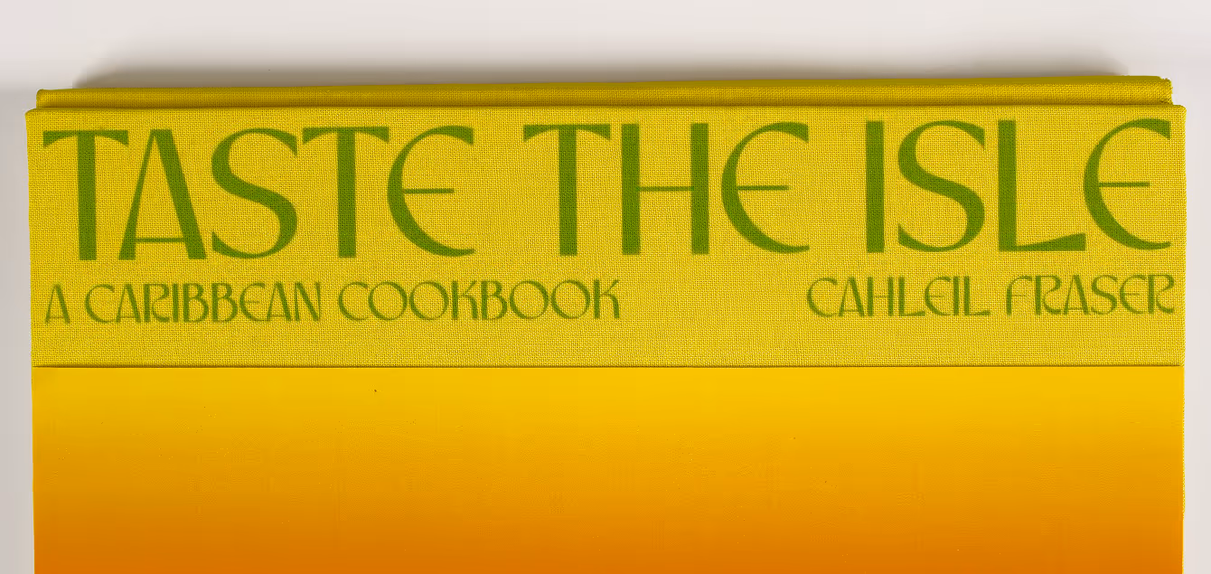 Spine of cookbook showcasing the title