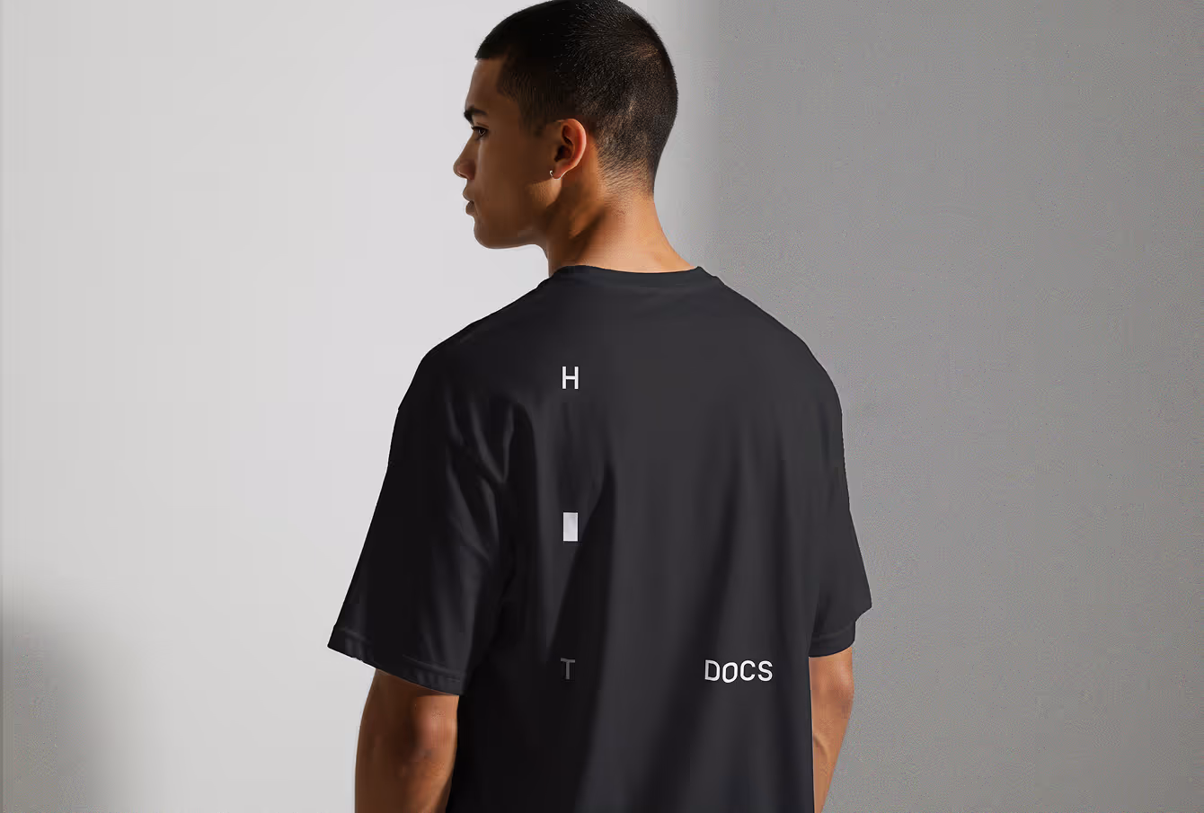 Man wearing Hot Docs merch