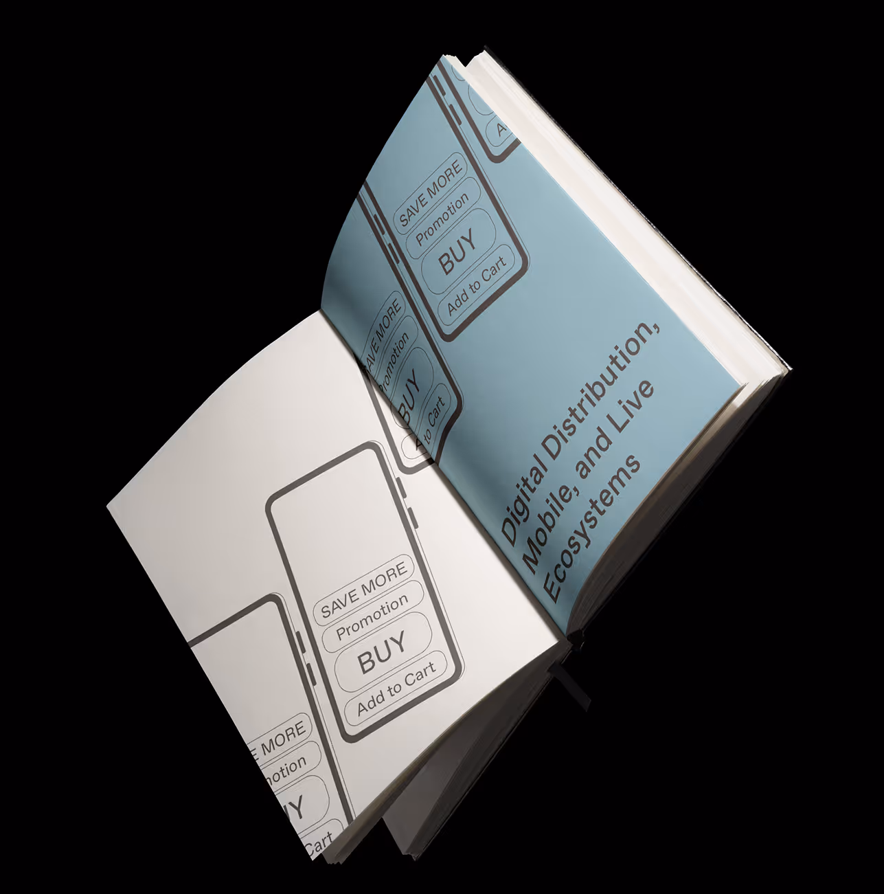 Suspended book showing blue chapter section