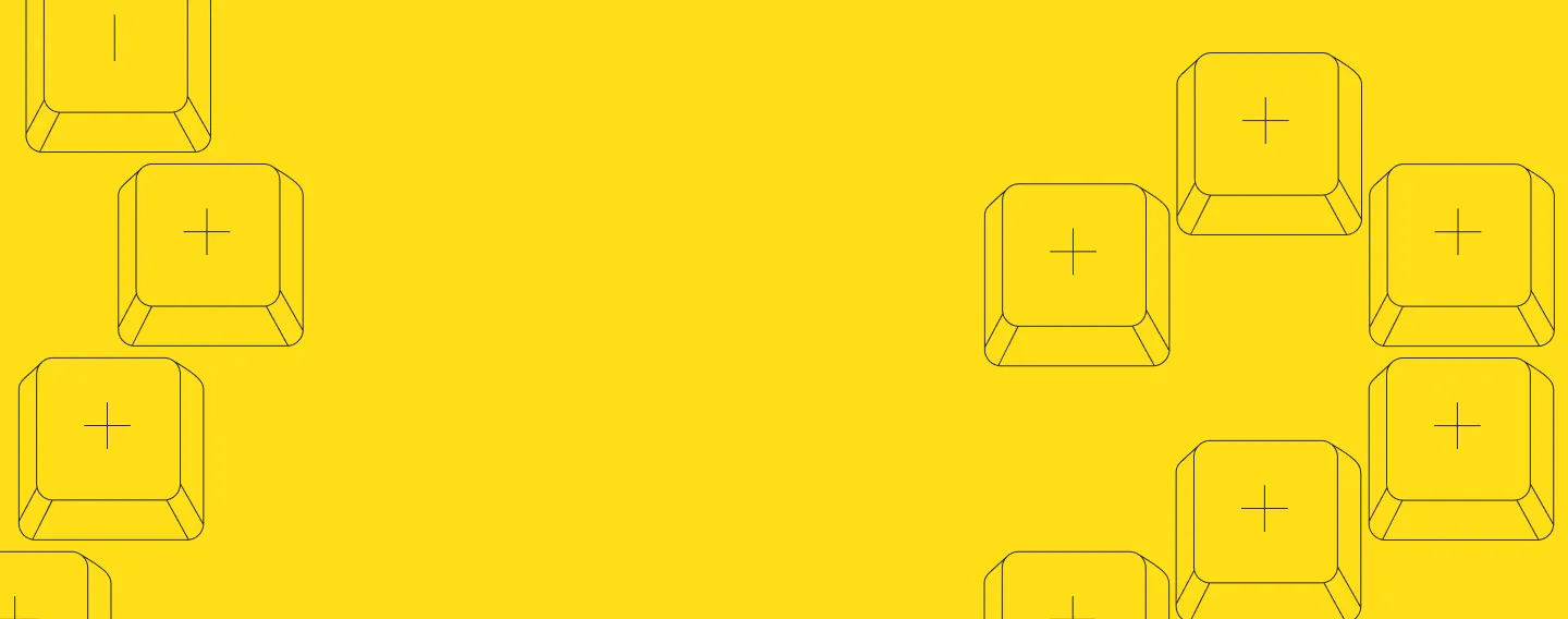 Vector keyboard addition sign scattered on yellow background
