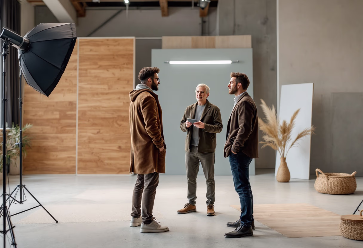 photo of director and actors on set