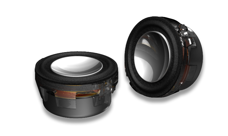 Two Soen micro-speakers shown from front and side angles